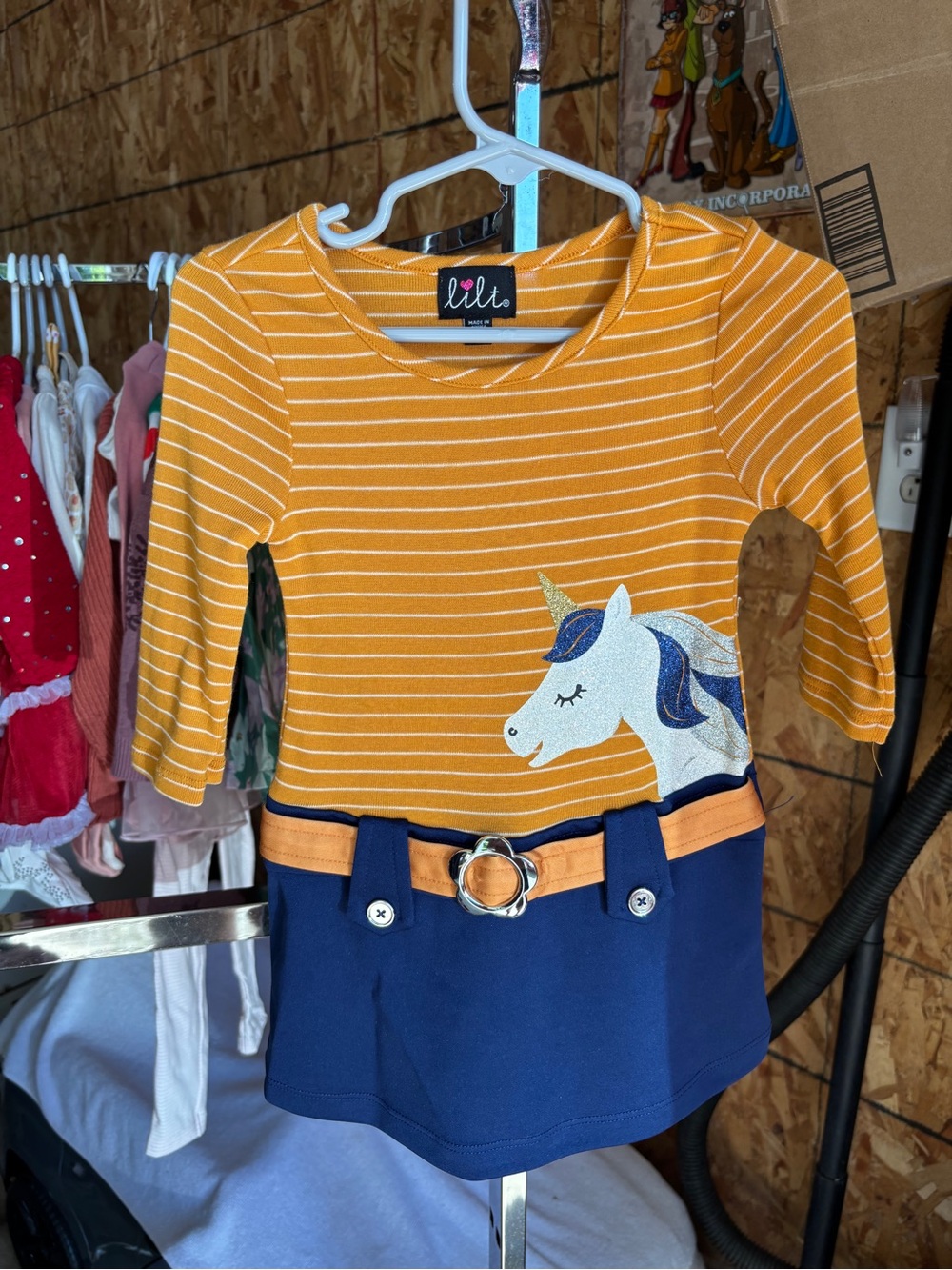 Size 18-24 months Lilt Girls Mustard & Navy Unicorn Tunic Dress